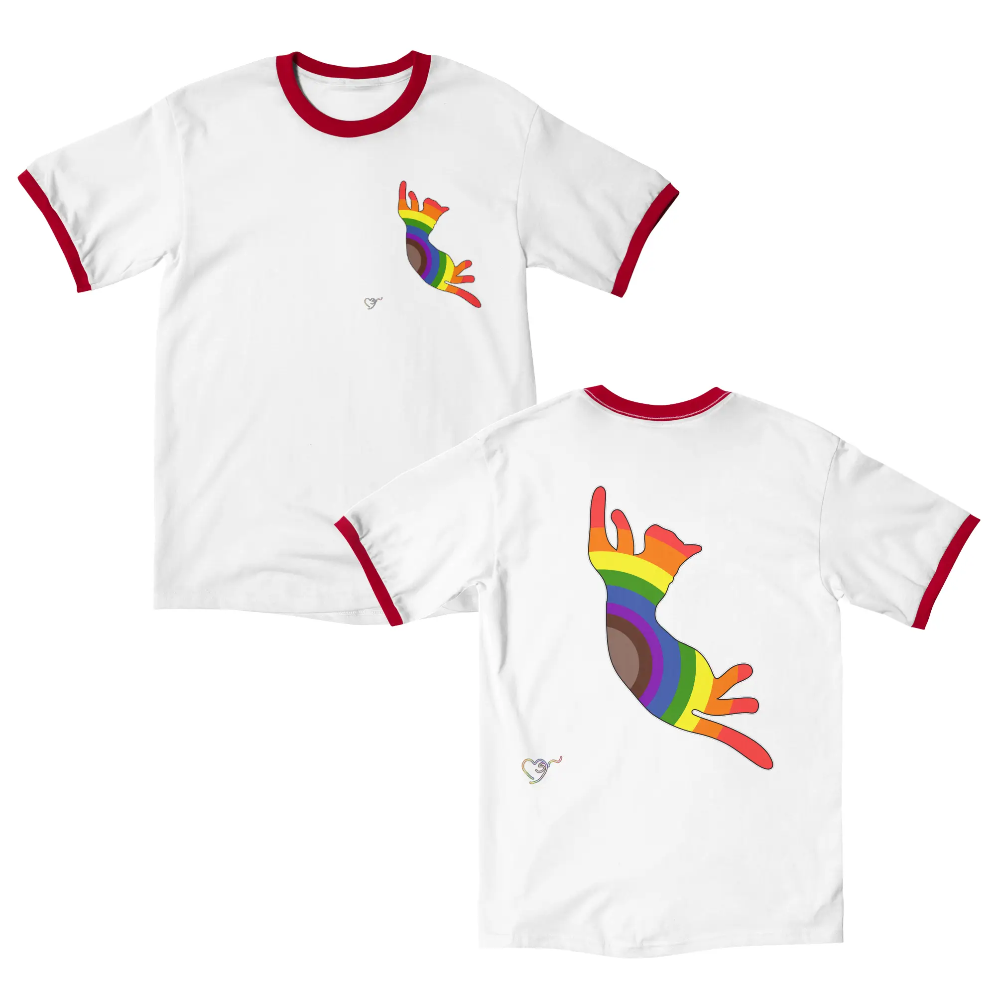 Rainbow Pride Cat Silhouette Ringer Tee