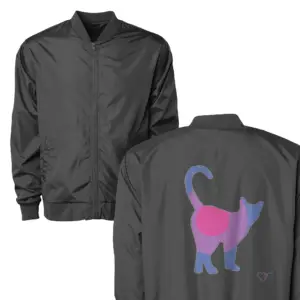 Bisexual Pride Cat Silhouette Bomber Jacket
