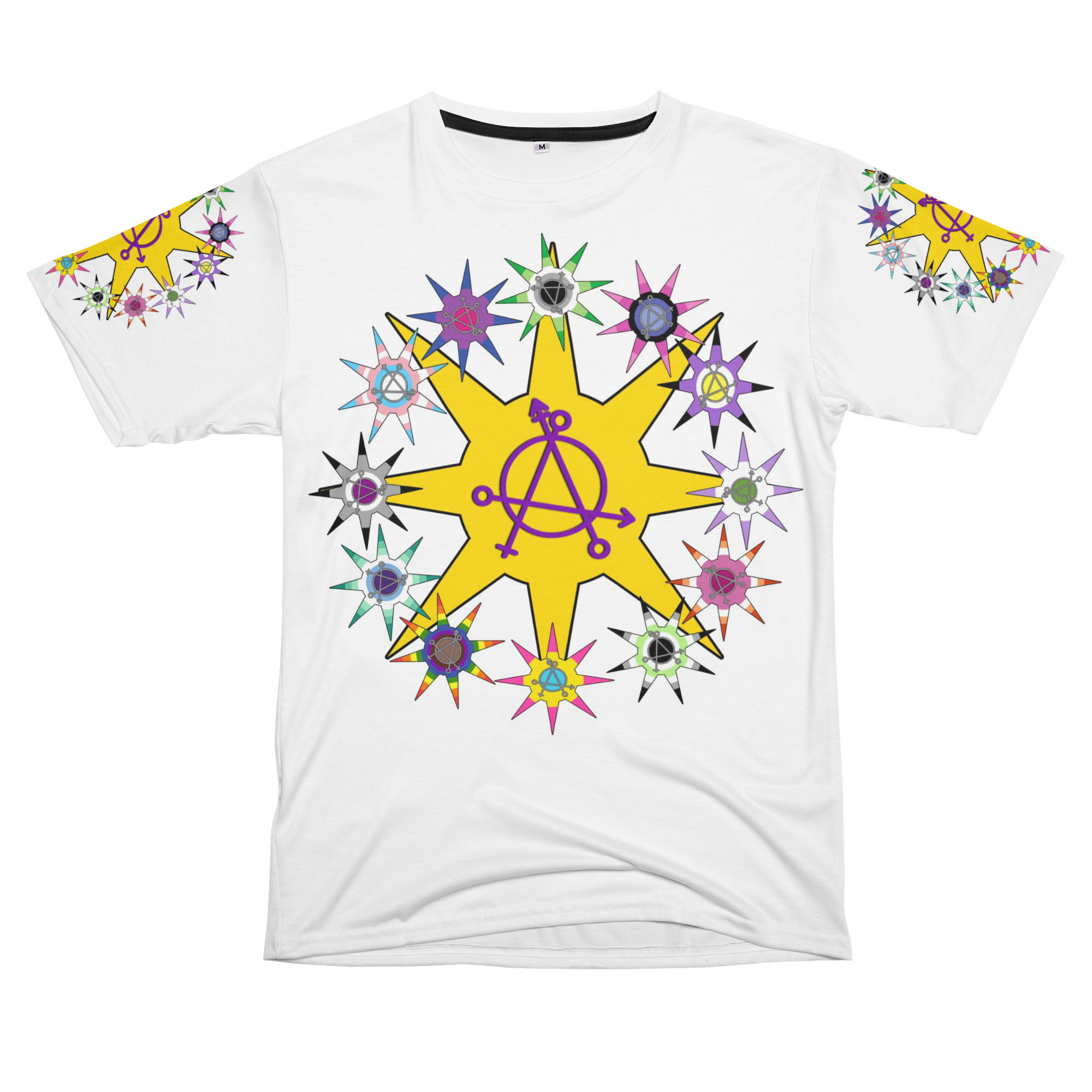 Universal Solidarity Gender Anarchy Star Mandala Pride Flag Wheel Wreath Tee