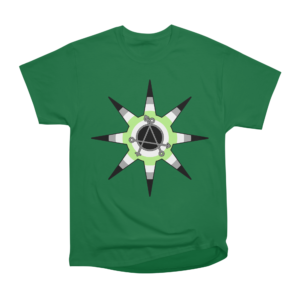 Agender Pride Flag Star with Gender Anarchy Emblem Tee