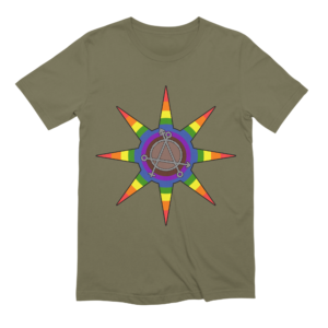 Inclusive Rainbow Pride Flag Star with Gender Anarchy Emblem Extra Soft Tee